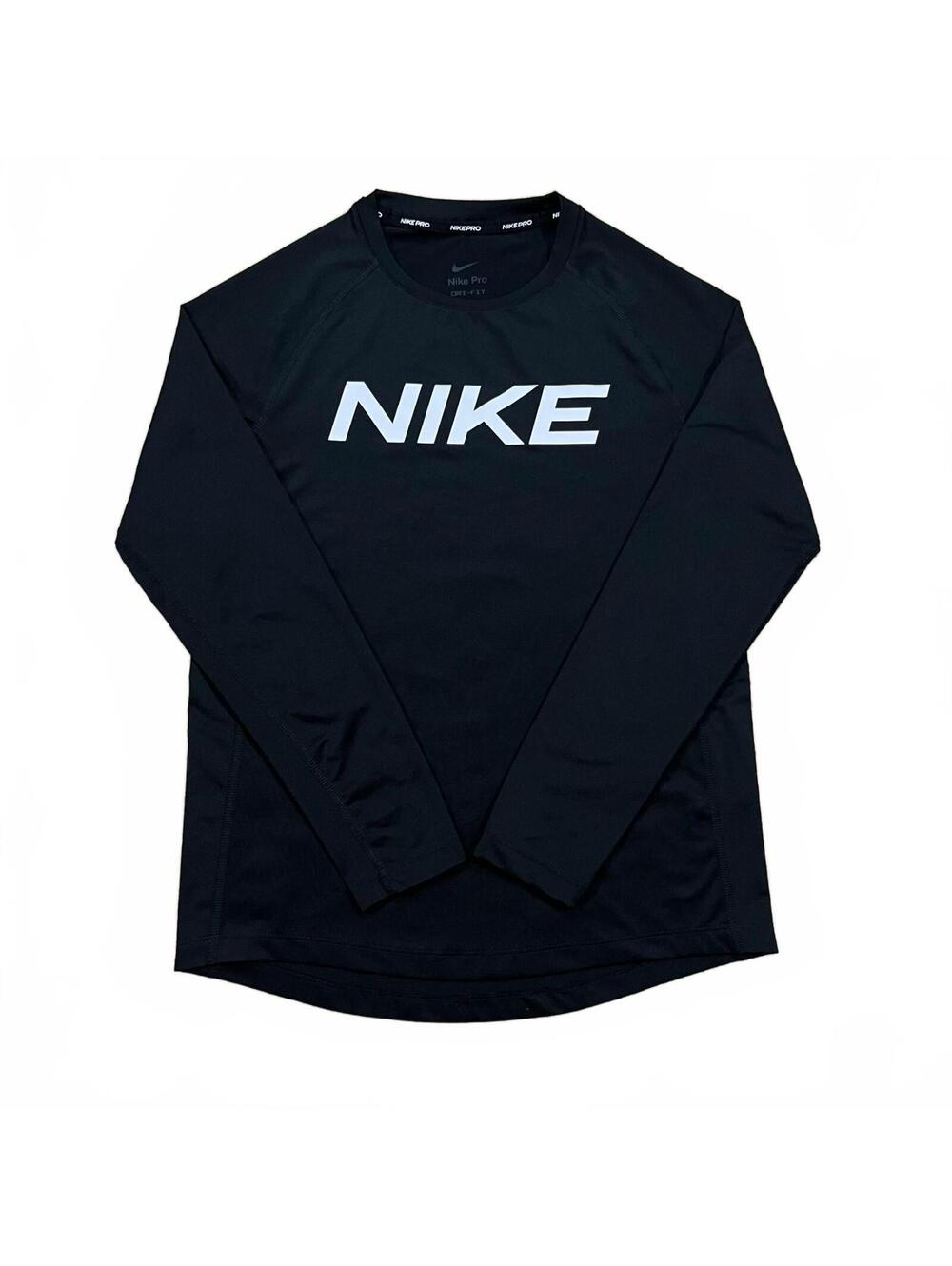 Nike Pro Boys Dri-fit Long Sleeve Graphic T Shirt Black Size Medium
